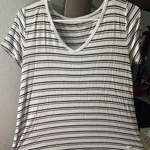 White printed shirt with black stripes